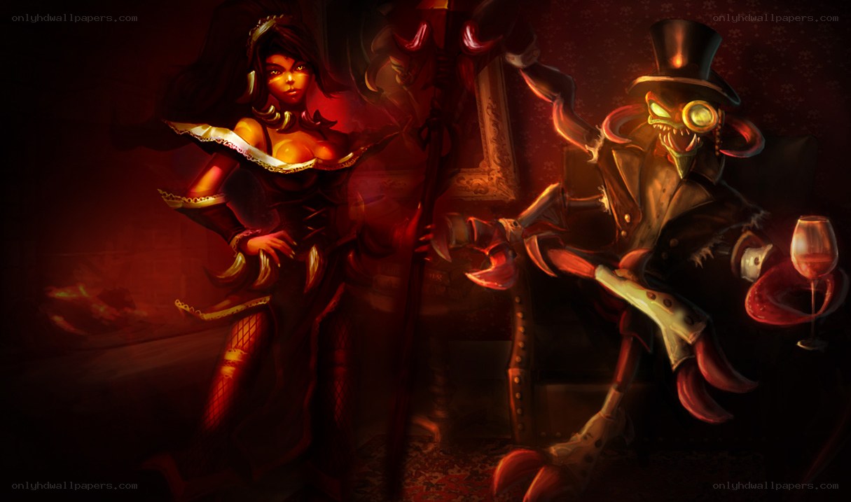 dark fantasy duo in red light