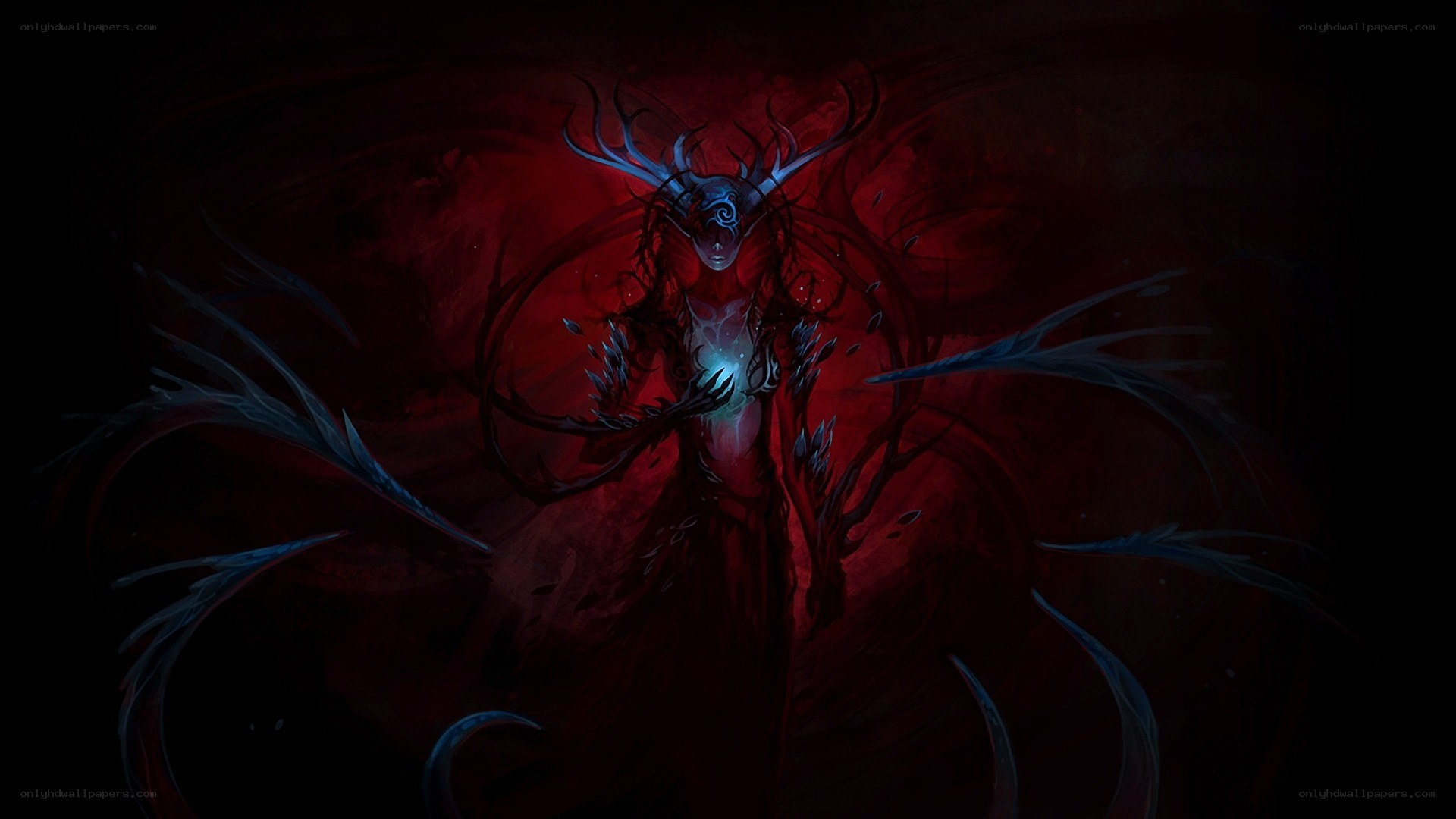 dark fantasy entity with antlers
