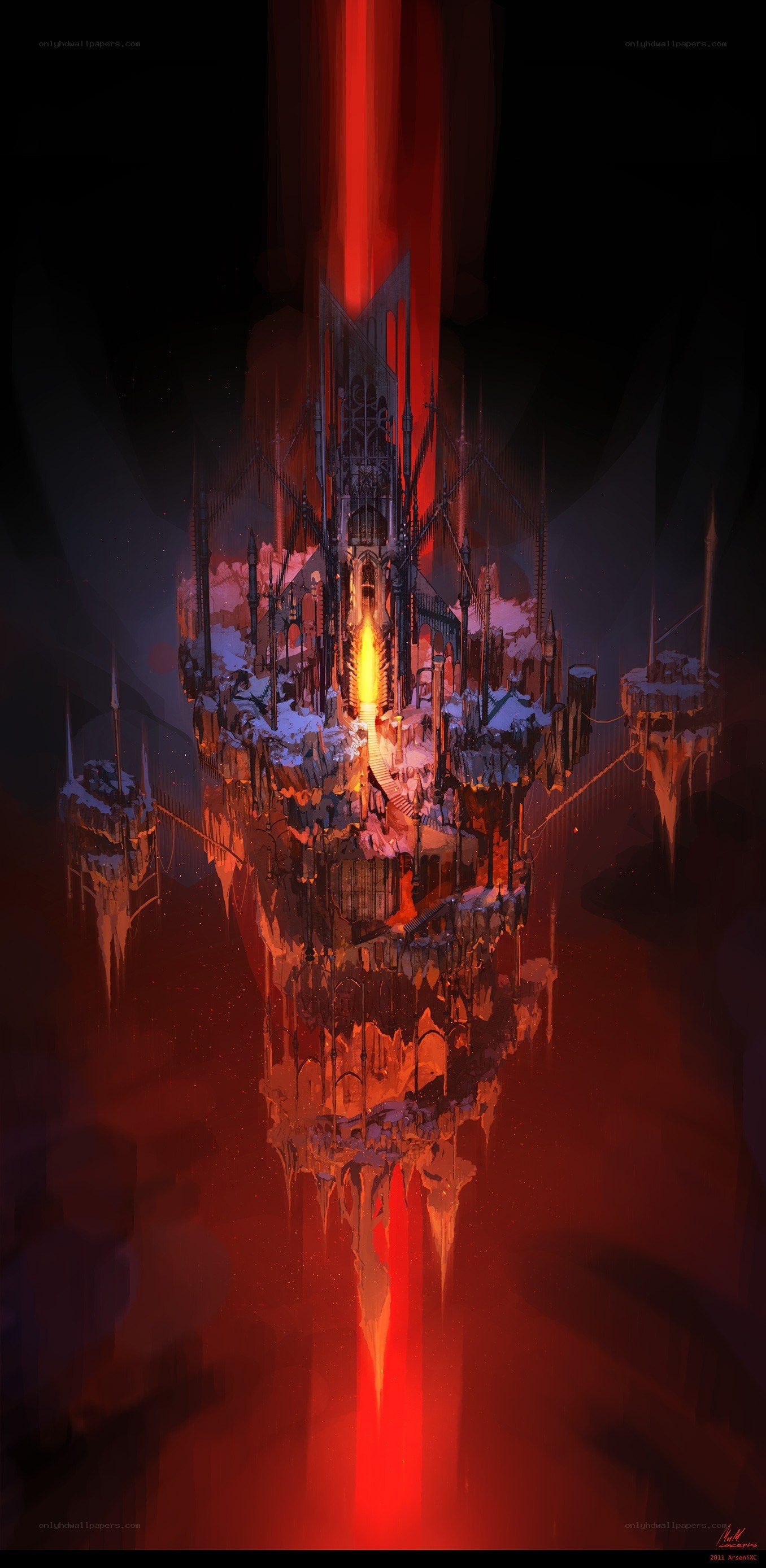 Dark fantasy floating fortress
