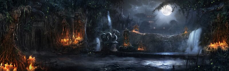 Dark fantasy forest temple