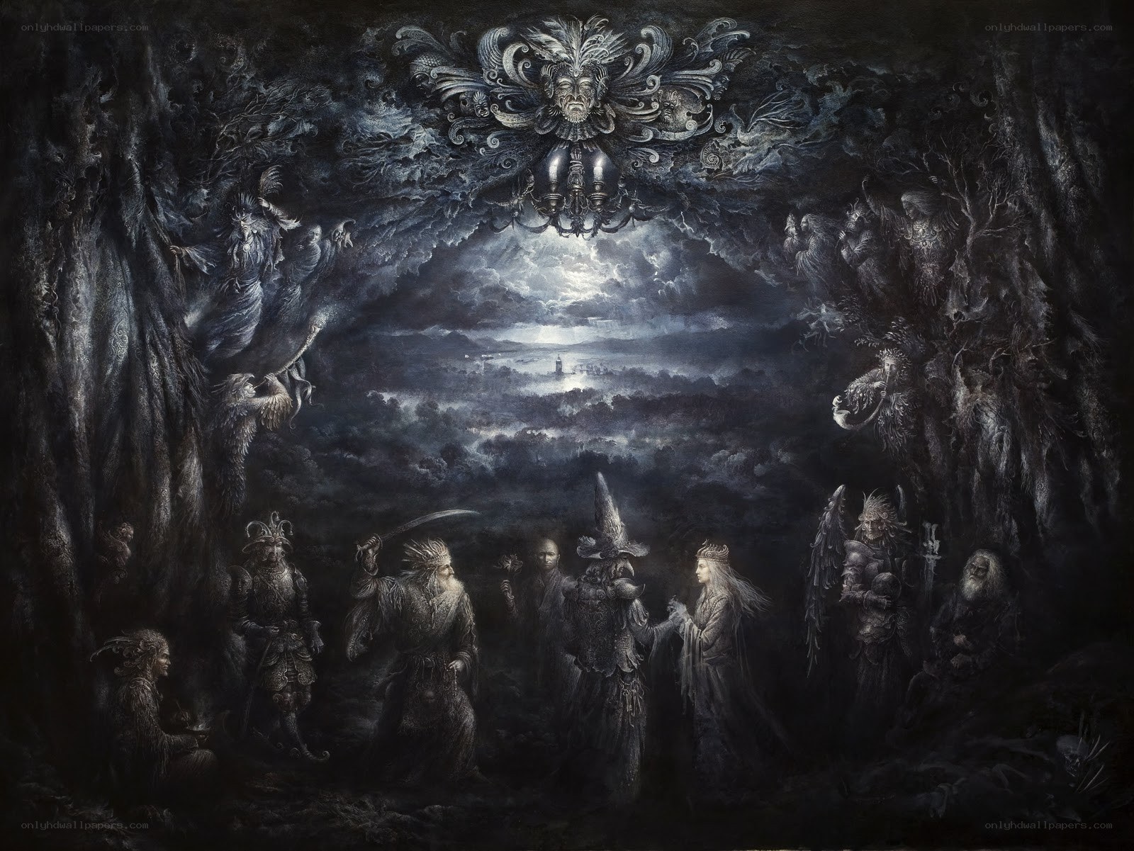 Dark fantasy gathering scene