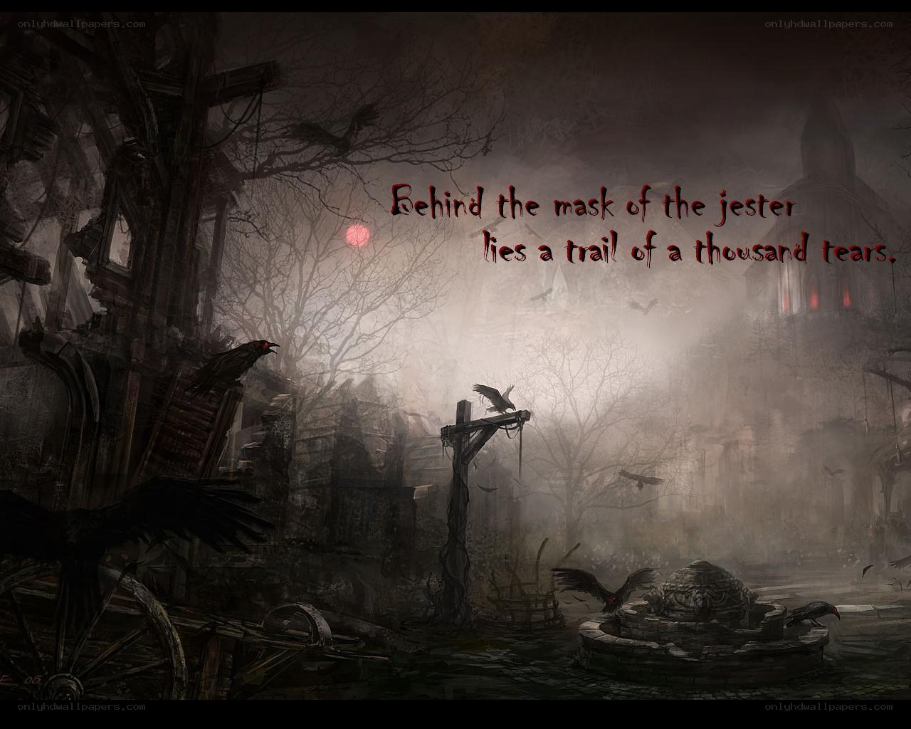 Dark fantasy graveyard scene