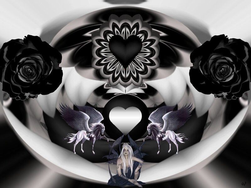 Dark fantasy heart and roses