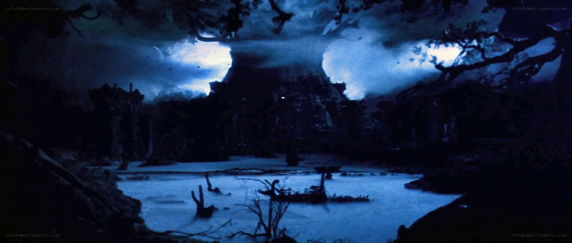 dark fantasy landscape at night