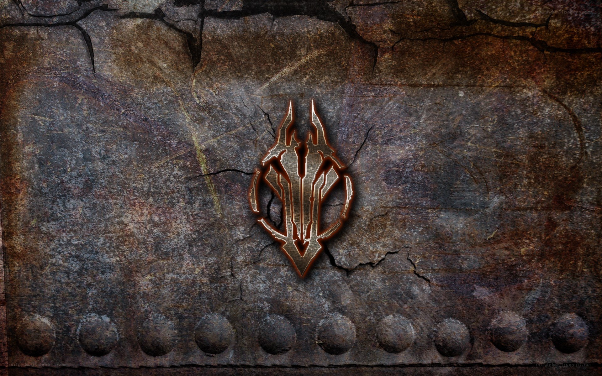 dark fantasy logo on stone
