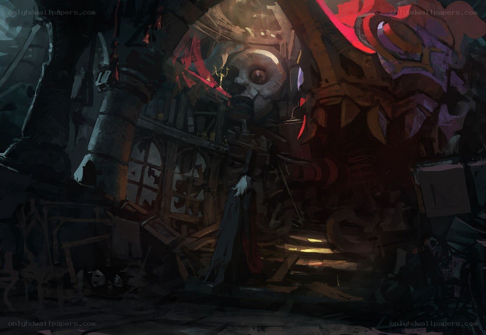 dark fantasy mechanical ruin