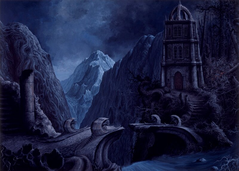 Dark fantasy mountain fortress