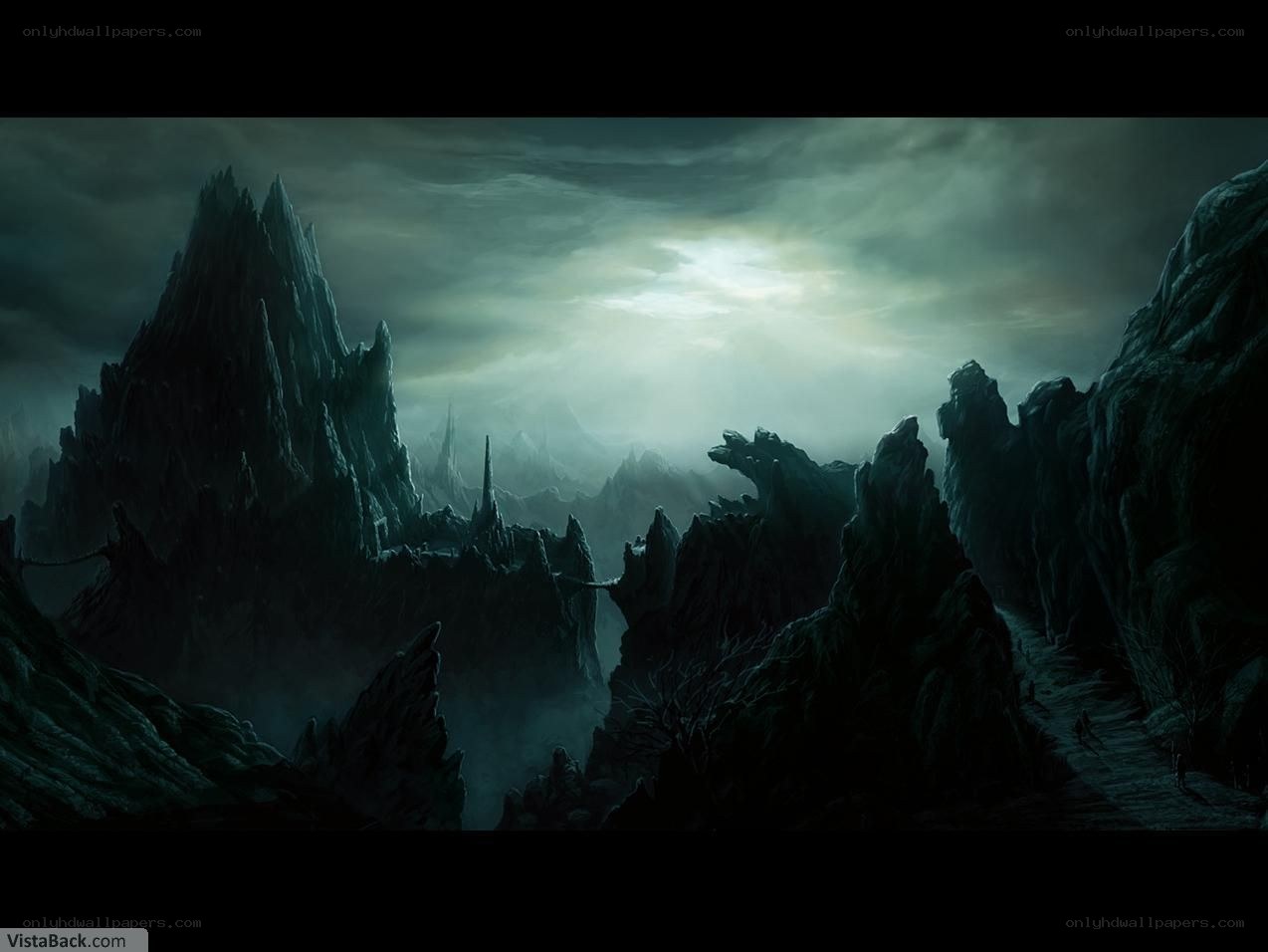 dark fantasy mountain landscape