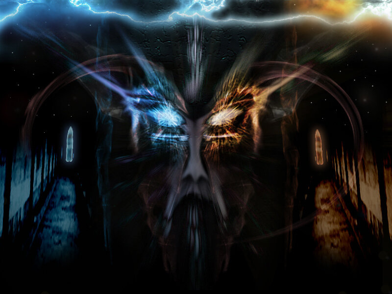 dark fantasy skull with lightning