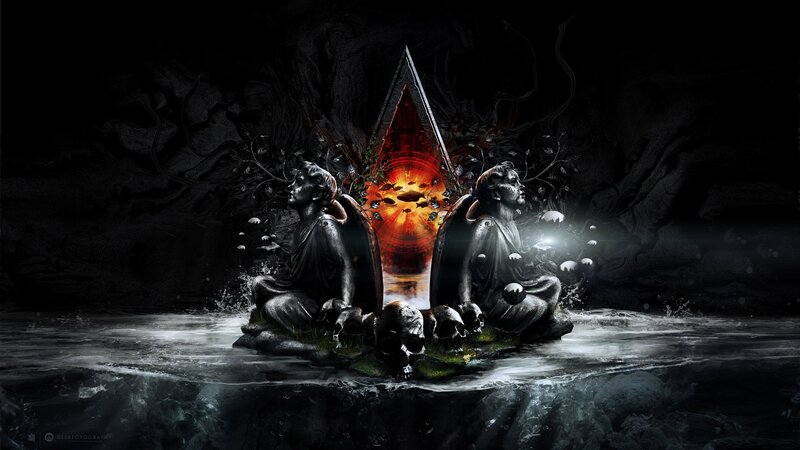 dark fantasy statue scene