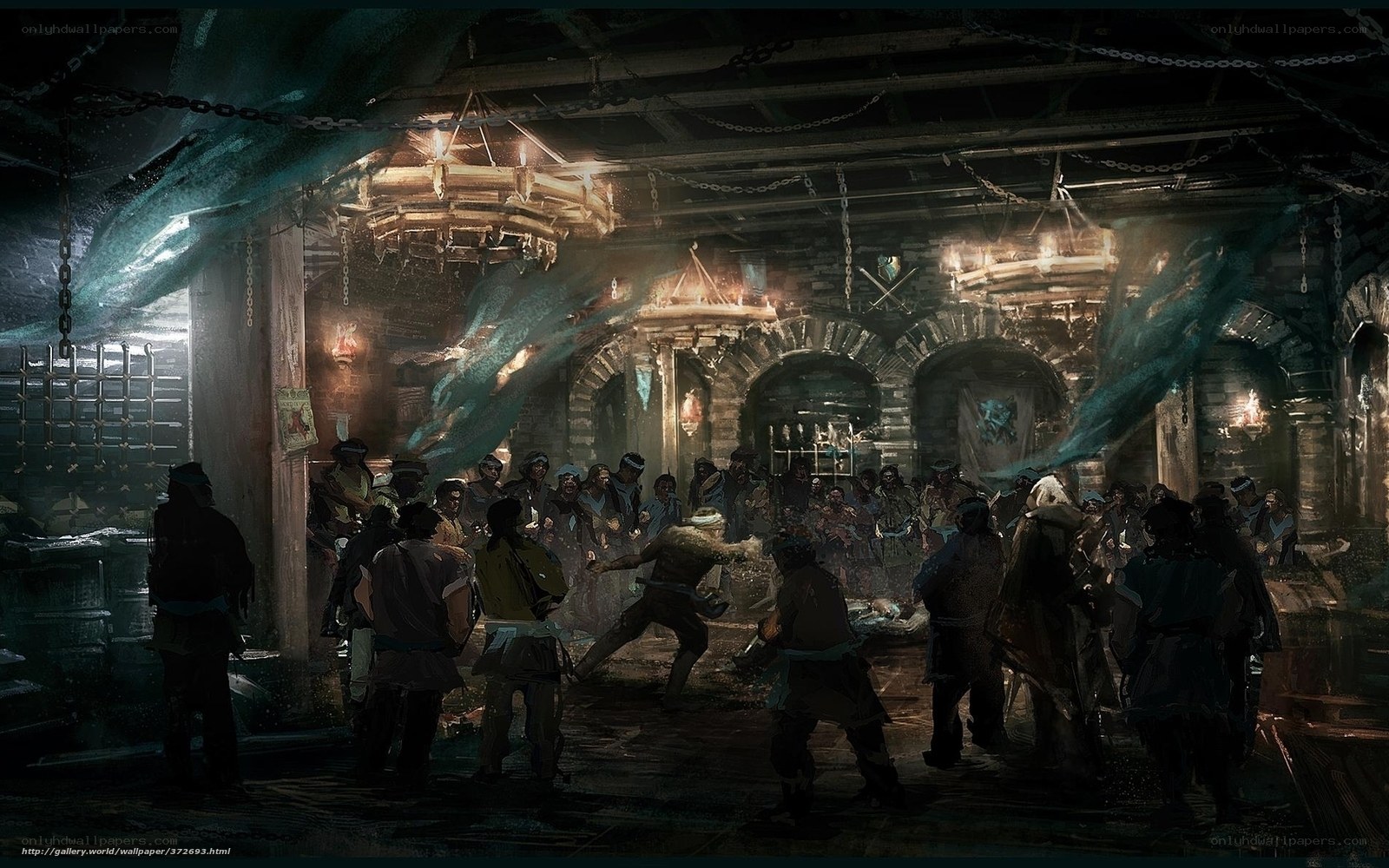 Dark fantasy tavern brawl