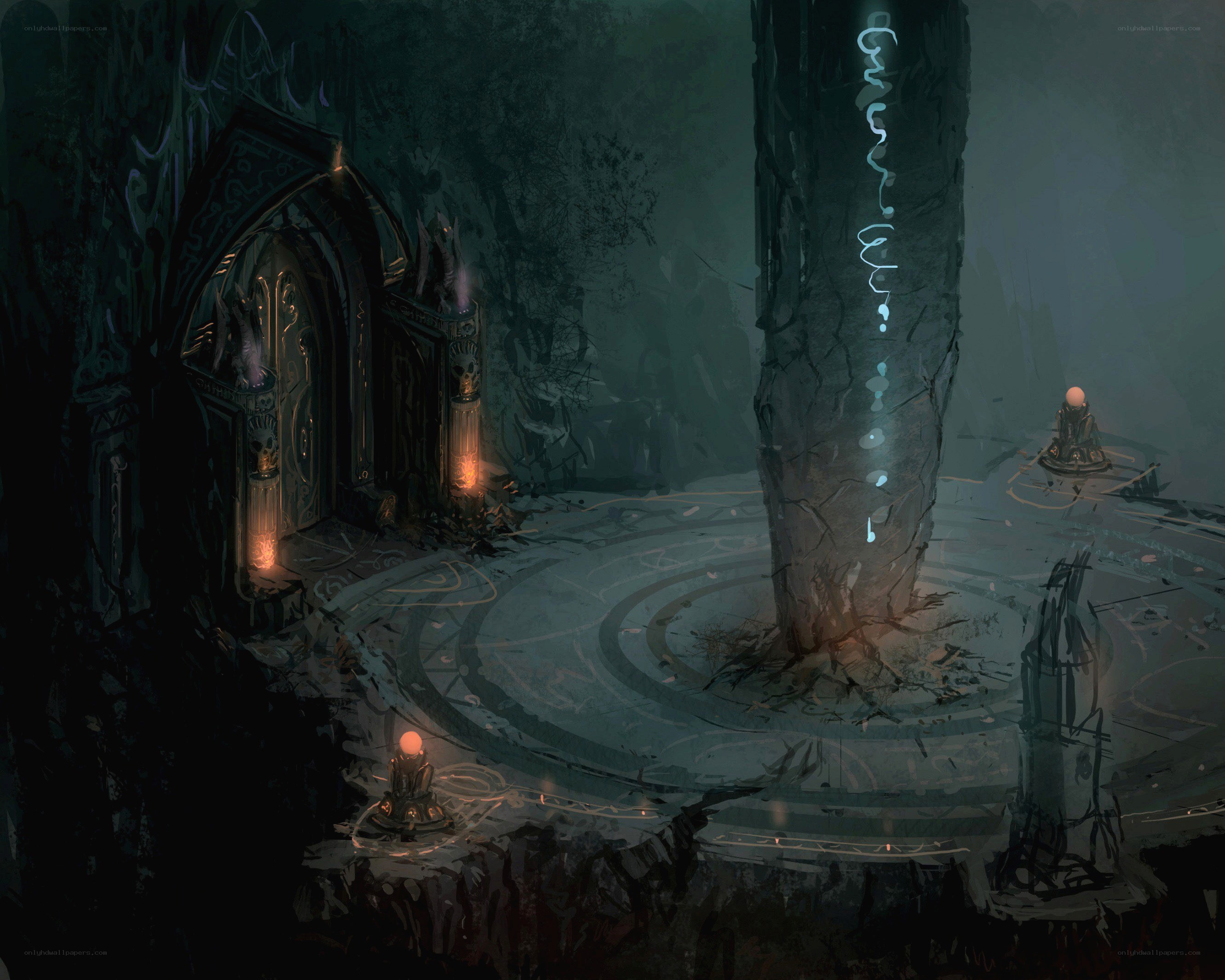 dark fantasy temple chamber