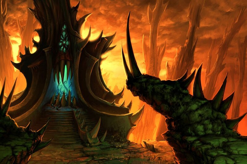 dark fantasy temple entrance
