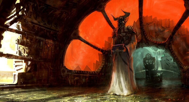 Dark fantasy temple interior