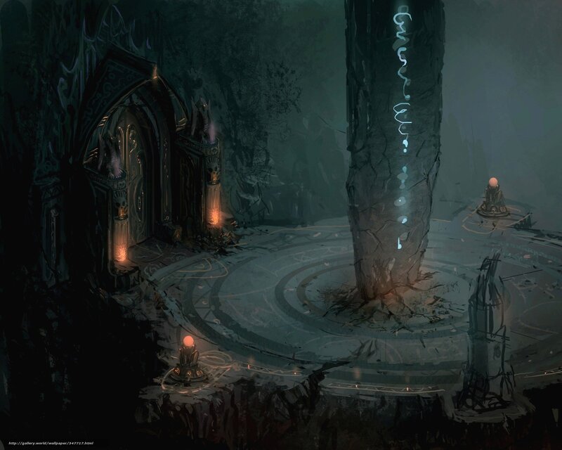 dark fantasy temple interior