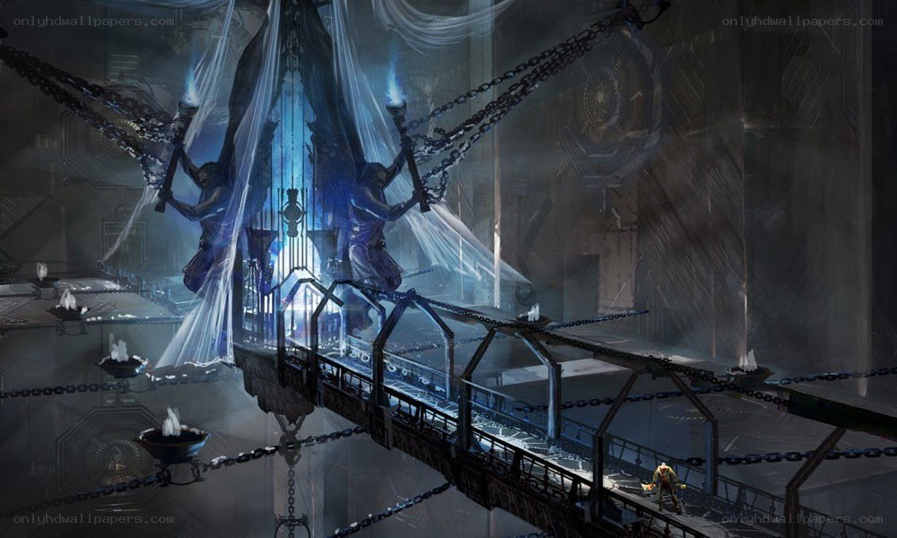 dark fantasy temple scene