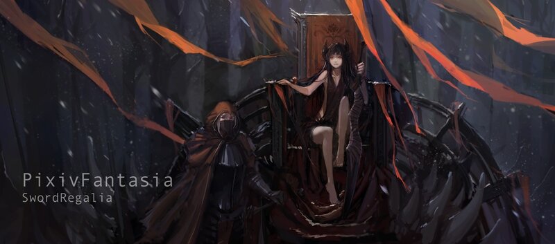 Dark fantasy throne scene