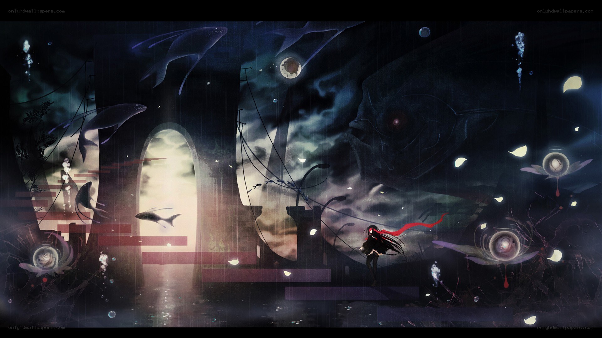 dark fantasy underwater scene