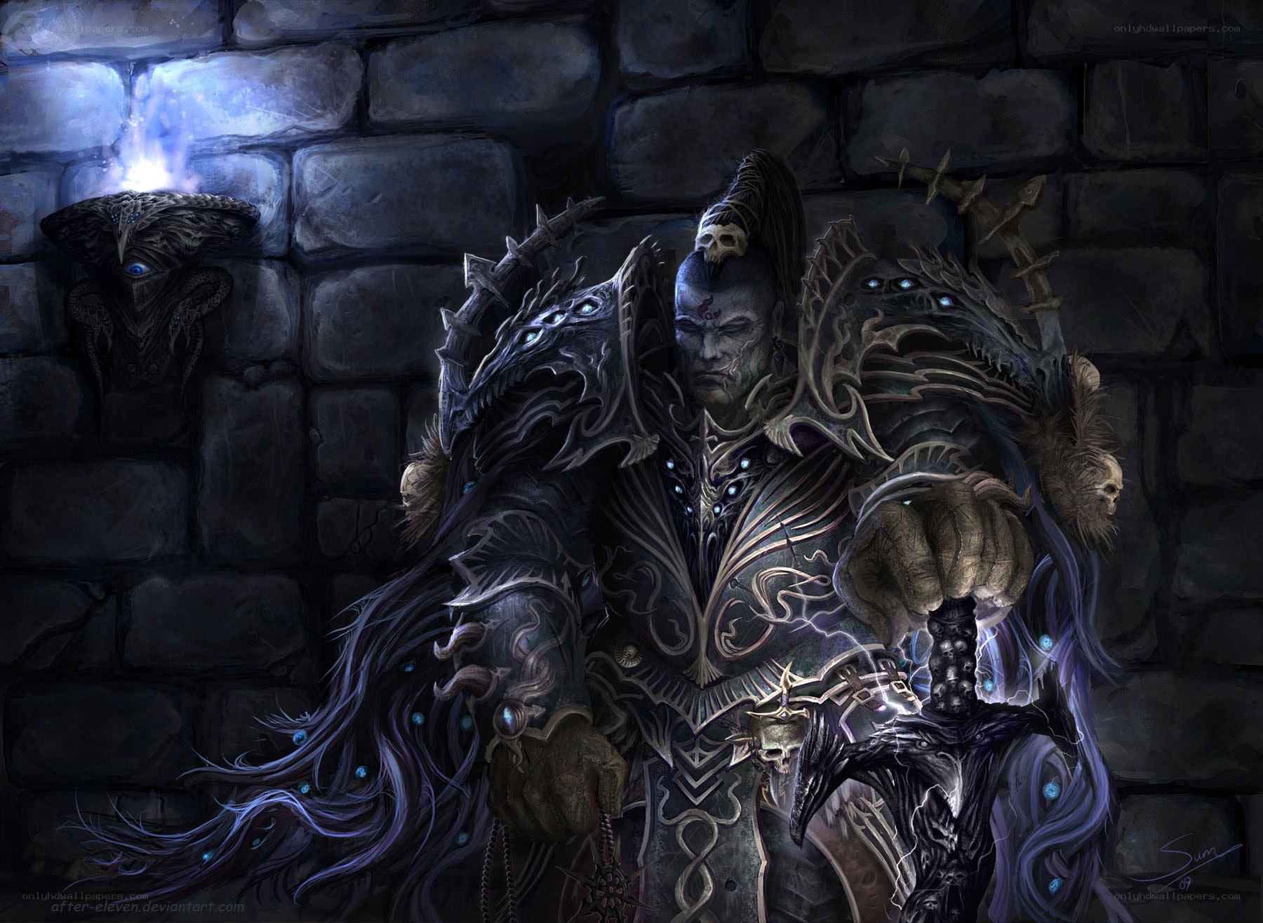 Dark fantasy warrior in armor