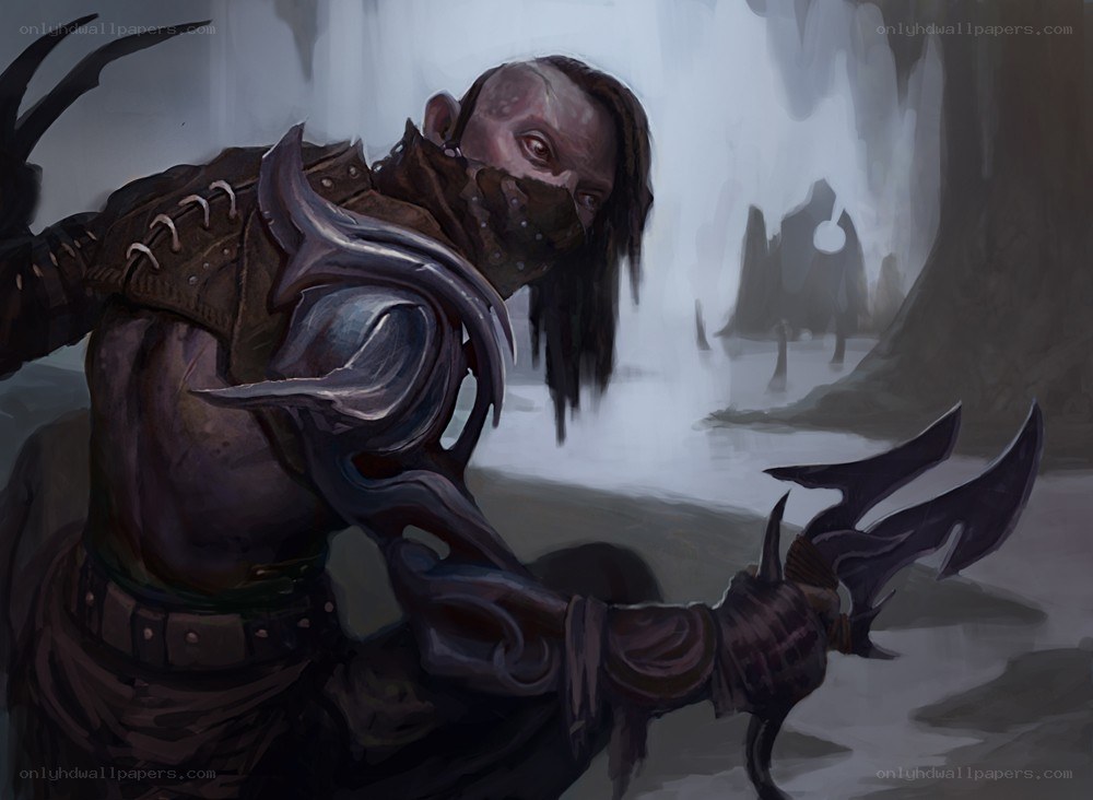 dark fantasy warrior in cave