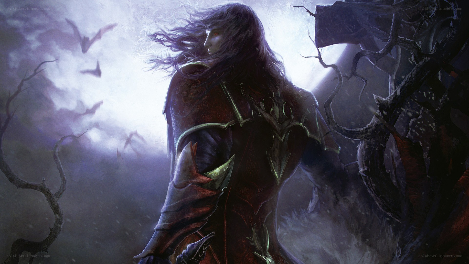 dark fantasy warrior in moonlight