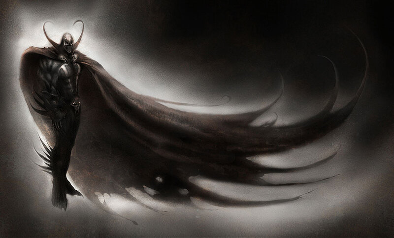 dark fantasy warrior with cape