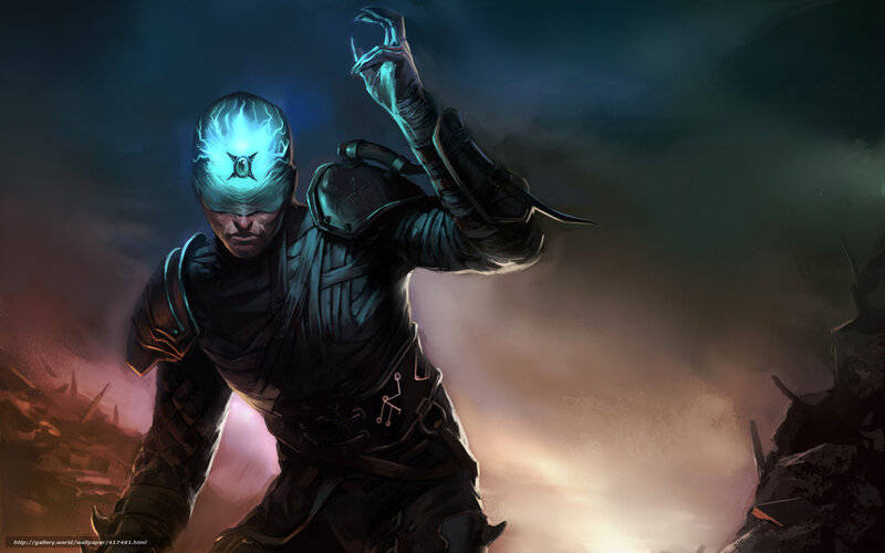dark fantasy warrior with glowing head