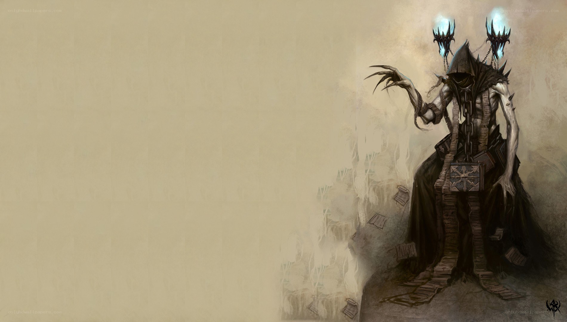 dark fantasy warrior with glowing horns