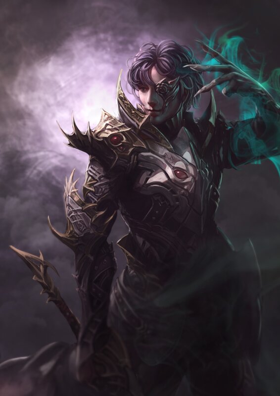 dark fantasy warrior with magic