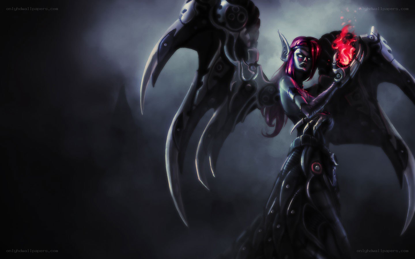 dark fantasy warrior with mechanical wings