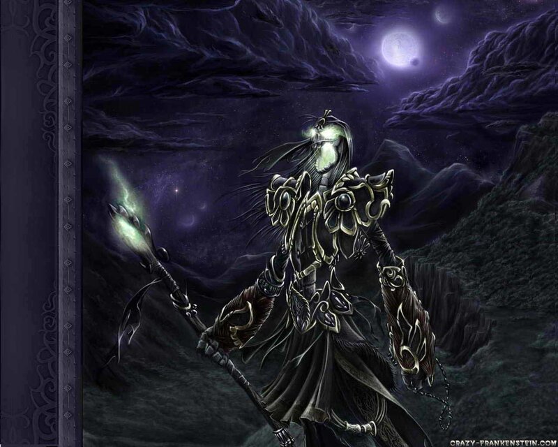 dark fantasy warrior with staff