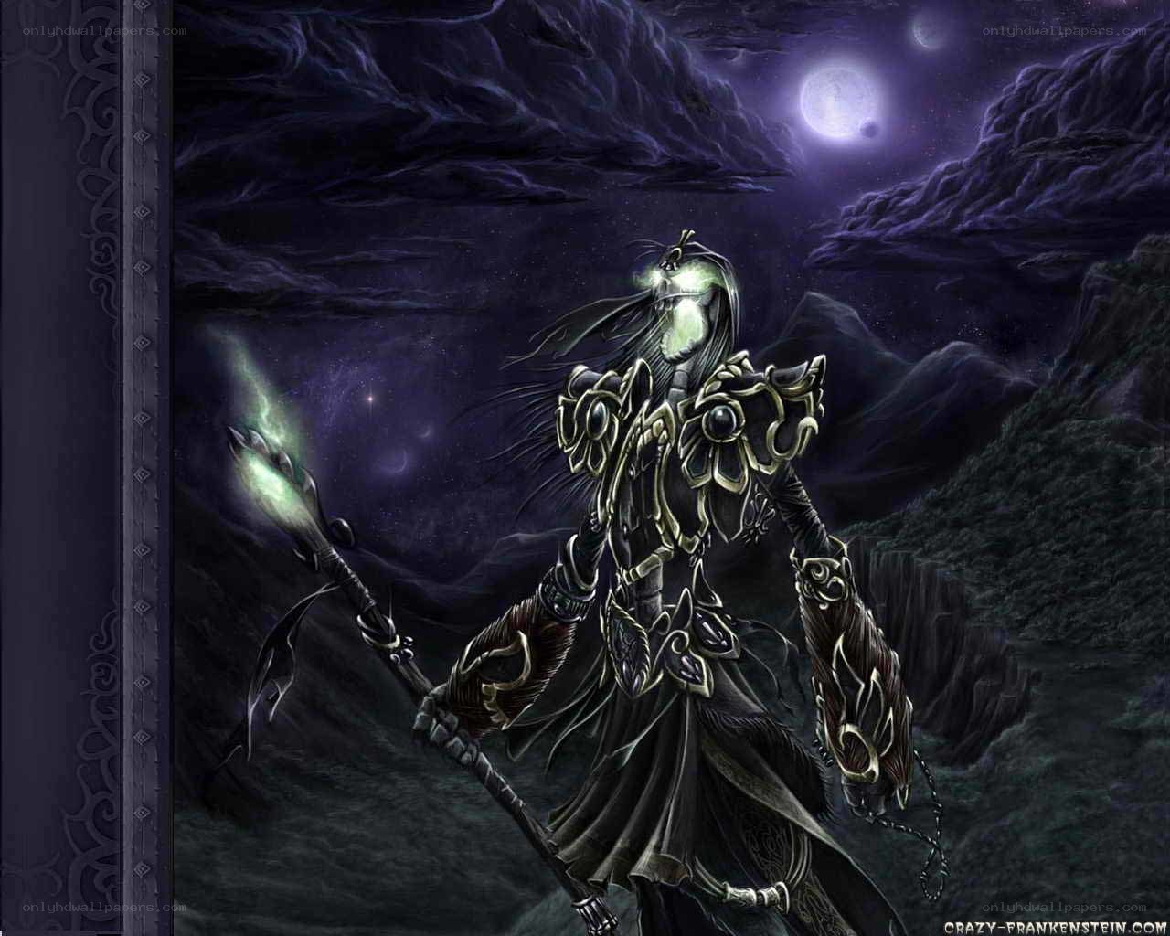 dark fantasy warrior with staff