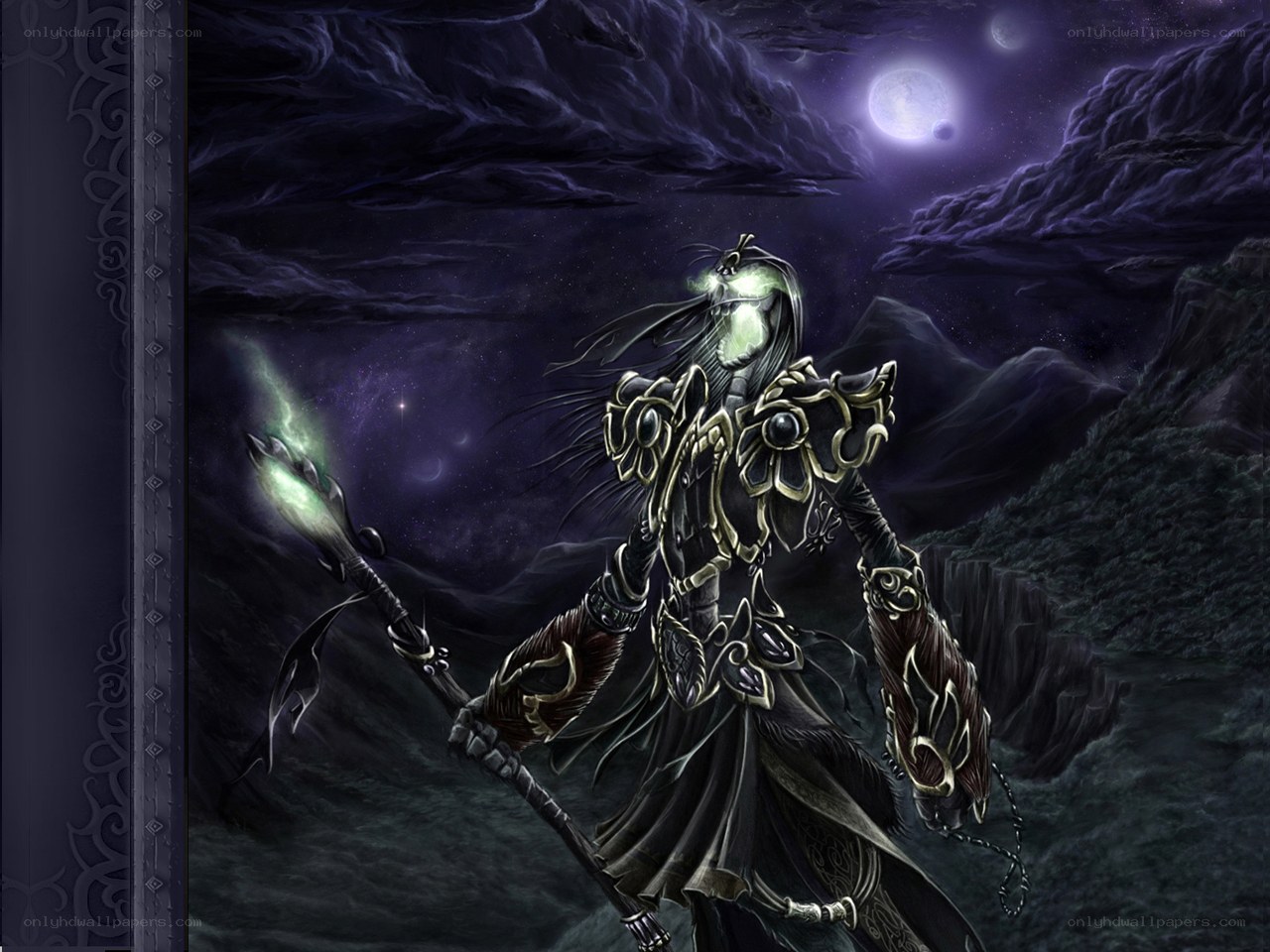 dark fantasy warrior with staff
