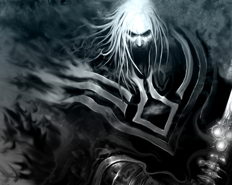Dark fantasy warrior with white hair