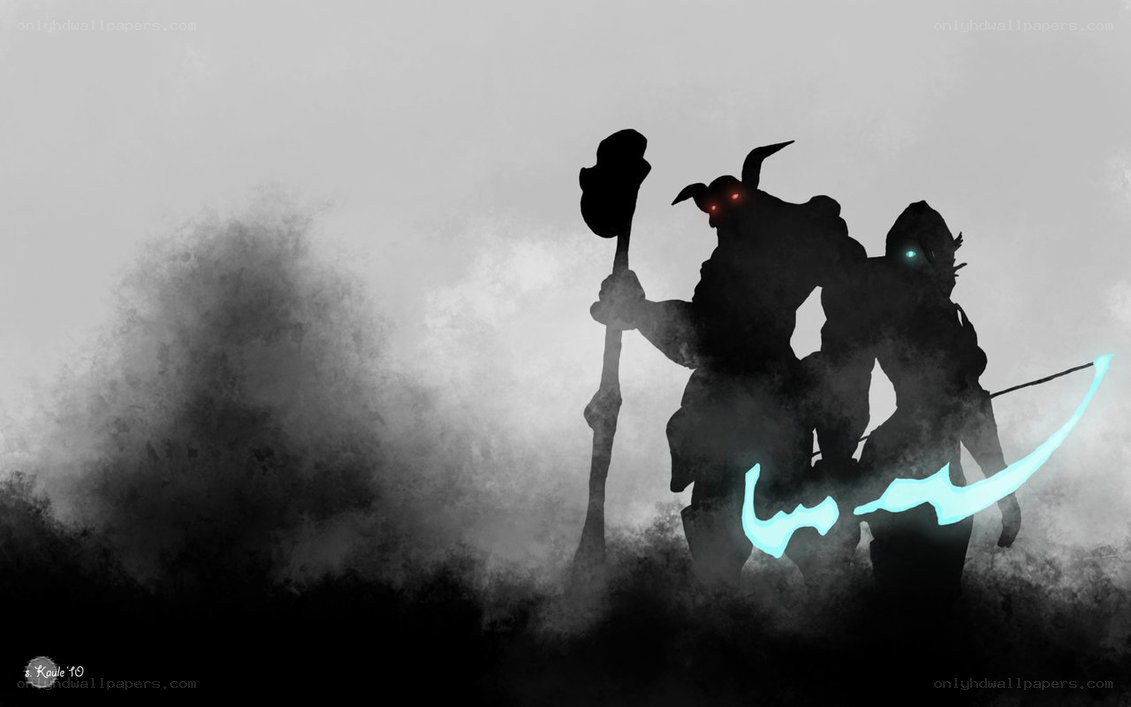 dark fantasy warriors in mist