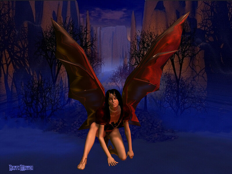 dark fantasy winged figure