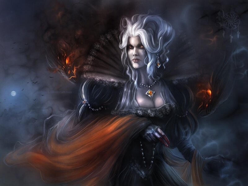 Dark fantasy witch with glowing eyes