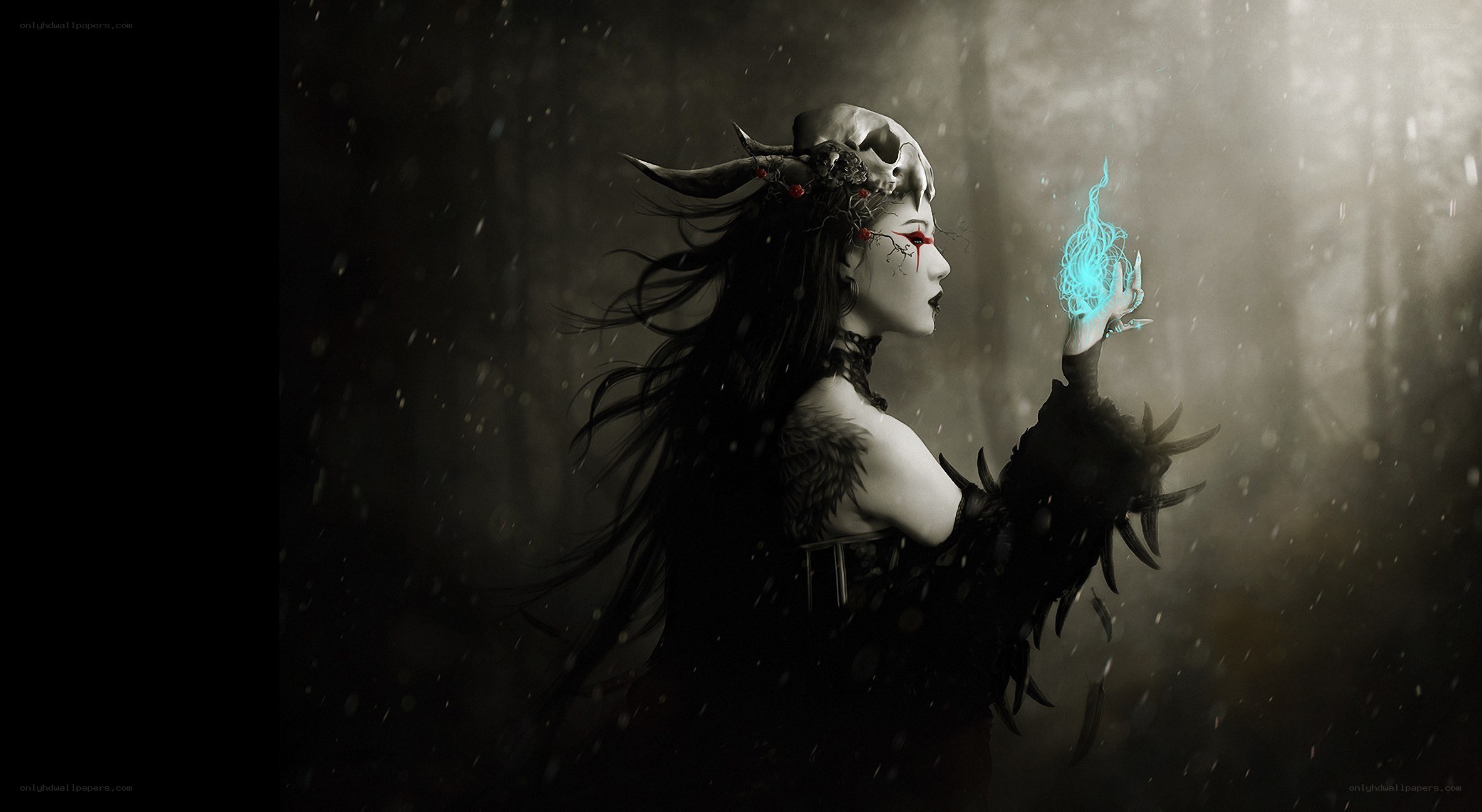 dark fantasy witch with glowing magic