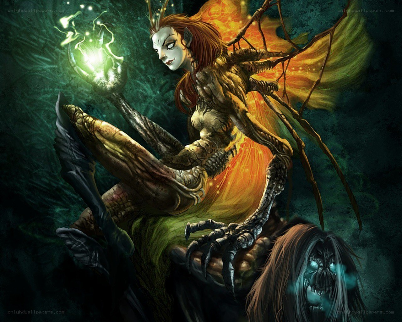 Dark fantasy witch with glowing orb