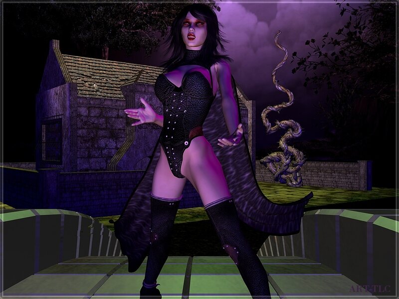 dark fantasy woman in purple