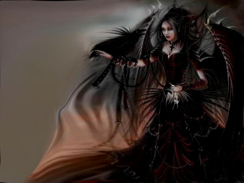 dark fantasy woman with crow