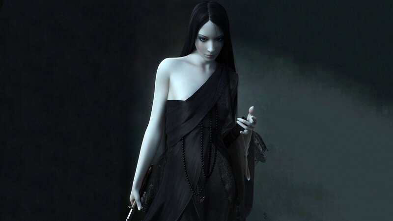 dark fantasy woman with sword