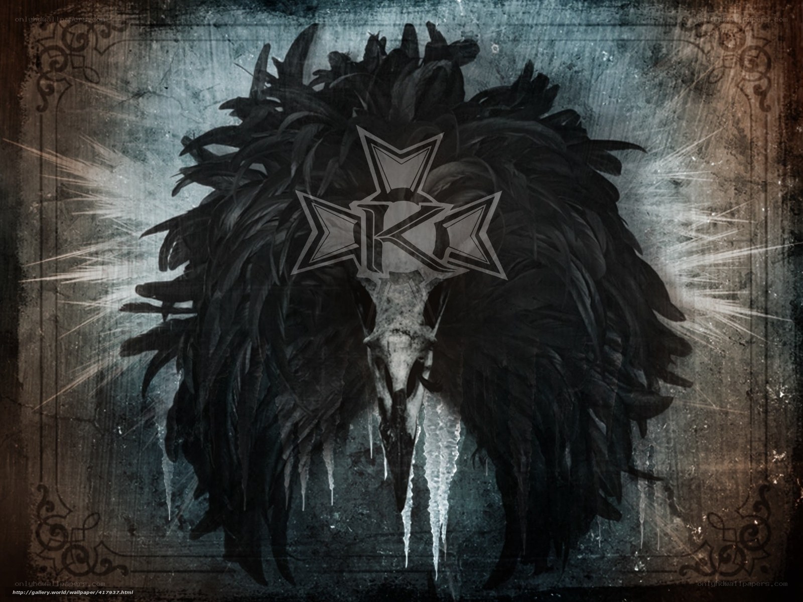 dark feathered skull design