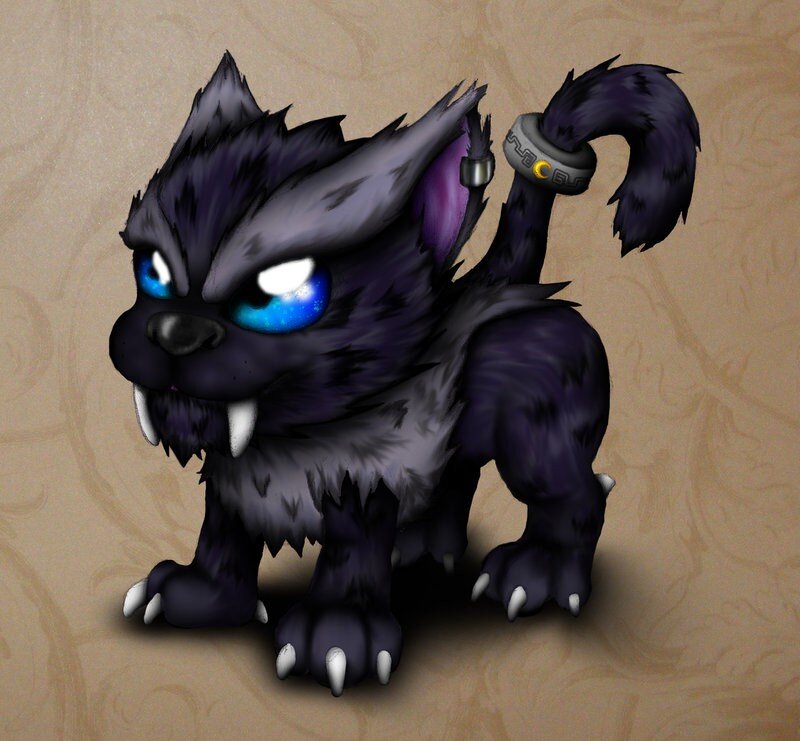 dark feline creature with glowing eyes