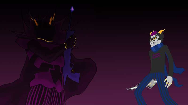 Dark figure confronts a character