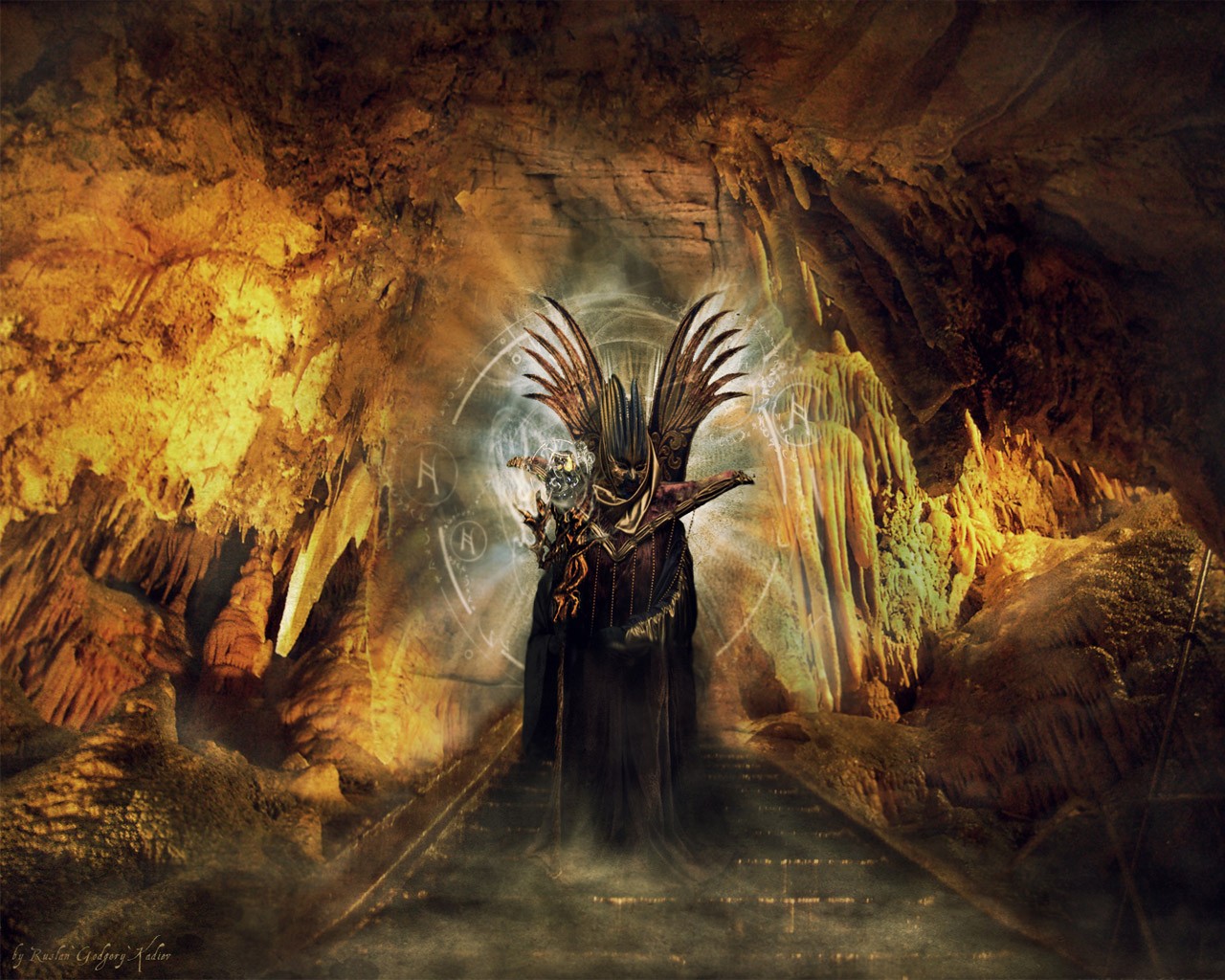 Dark figure in a cave