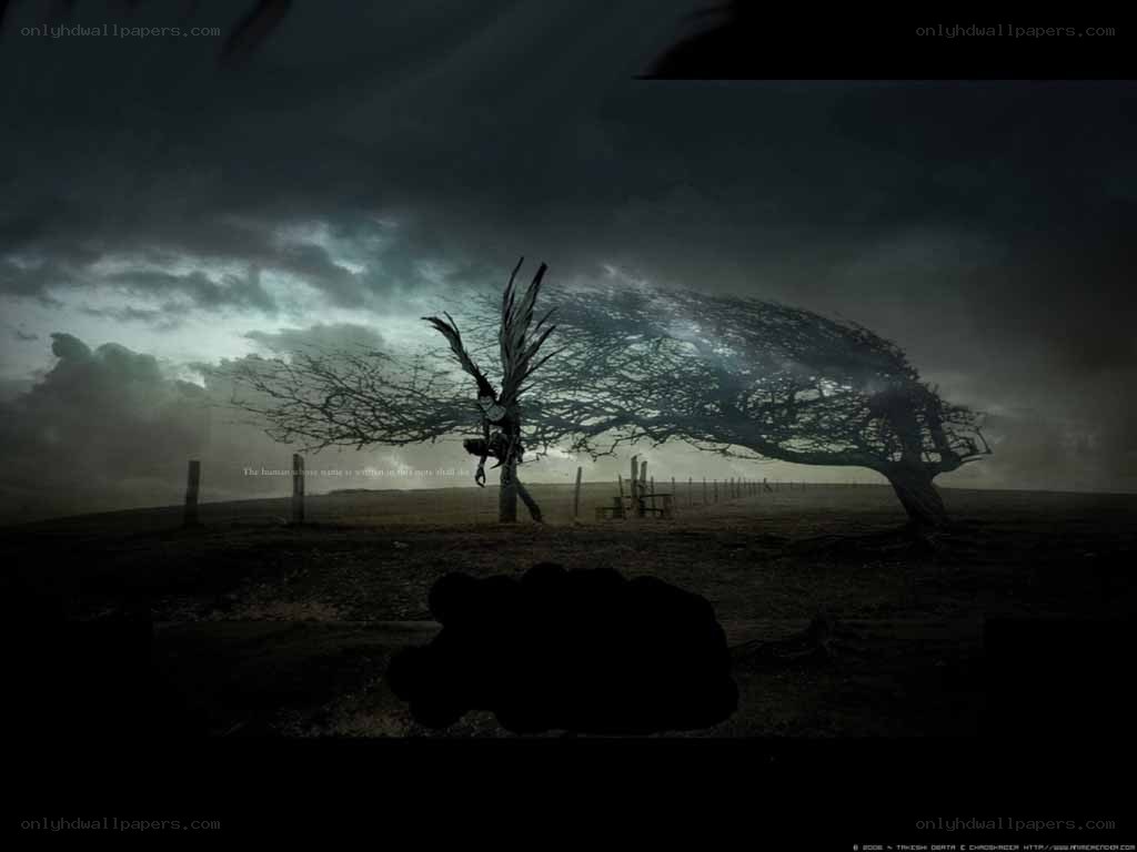 Dark figure in a desolate landscape