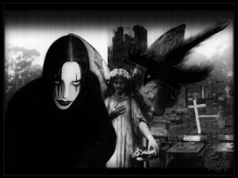 dark figure in a graveyard