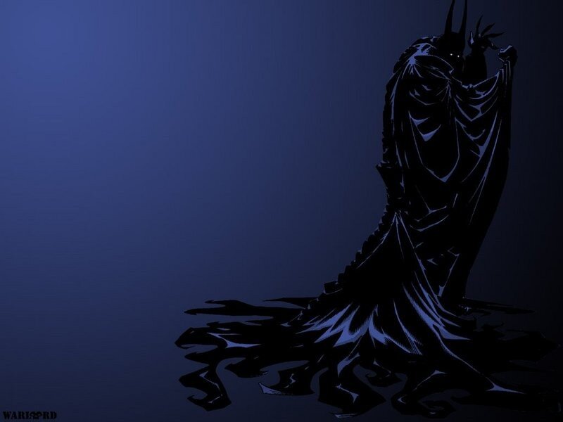 dark figure in blue