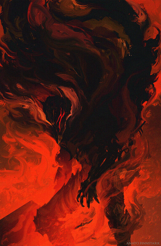 Dark Figure in Flames